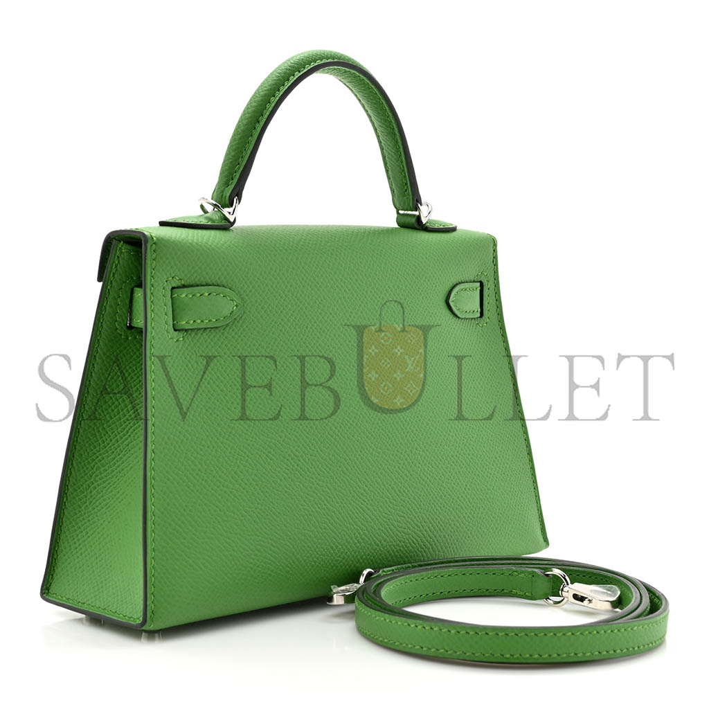 H**mes mini kelly ii epsom green silver buckle (19*12*5.5cm)